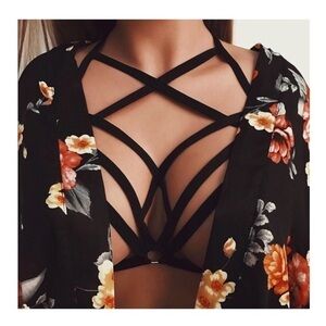 Strappy Cage Bralette in Black ~ Brand New